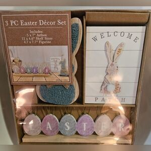 3 Piece Easter Decor Set: artbox, shekf sitter and figurine. NWT.